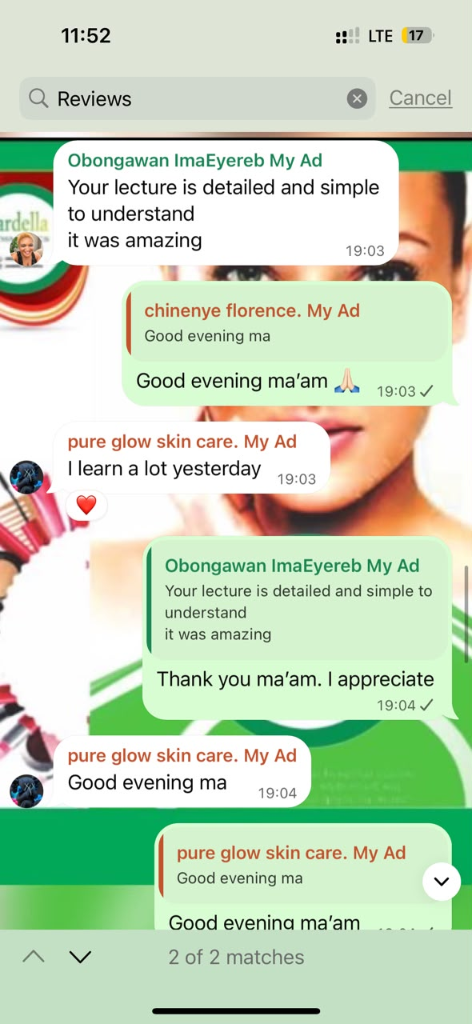 Student testimonial screenshot