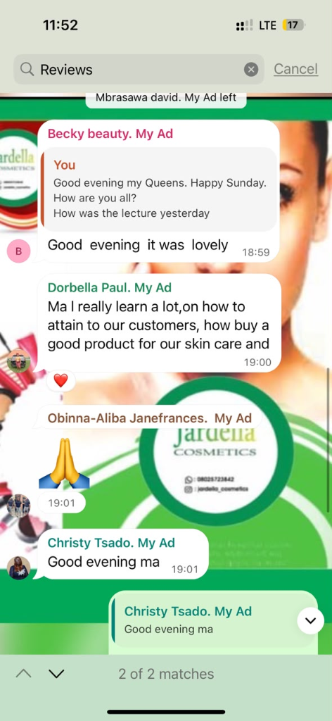 Student testimonial screenshot